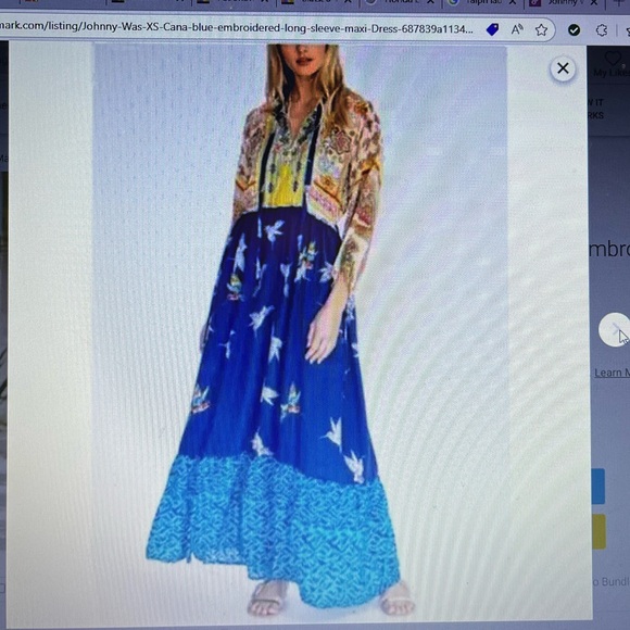 Johnny Was Cana humming bird print Dress sz L - Picture 1 of 10